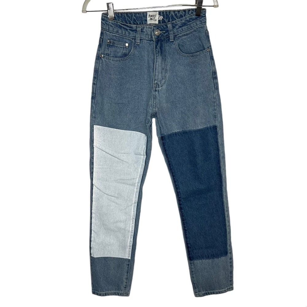 Princess Polly Women Size 2 High Rise Patchwork Mom Jeans jeans - Picture 5 of 10